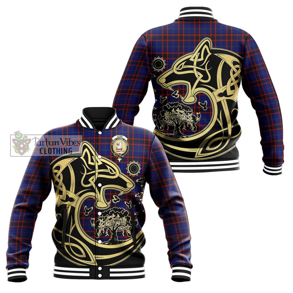 Home Modern Tartan Baseball Jacket with Family Crest Celtic Wolf Style Unisex - Tartan Vibes Clothing