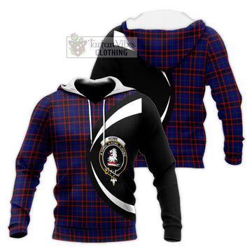 Home Modern Tartan Knitted Hoodie with Family Crest Circle Style