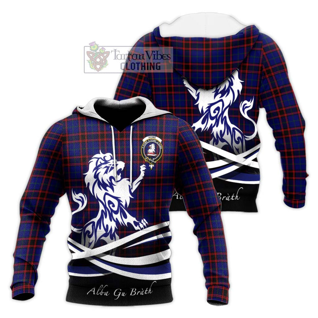 Home Modern Tartan Knitted Hoodie with Alba Gu Brath Regal Lion Emblem Unisex Knitted Pullover Hoodie - Tartanvibesclothing Shop