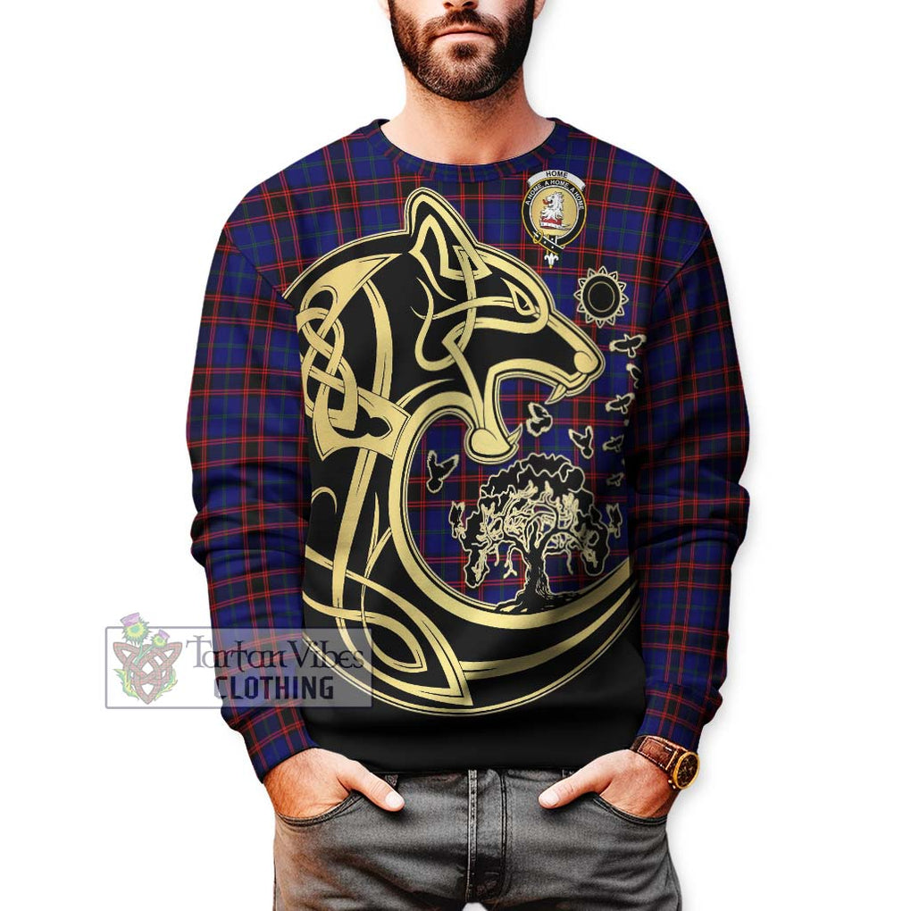 Home Modern Tartan Sweatshirt with Family Crest Celtic Wolf Style Unisex - Tartan Vibes Clothing