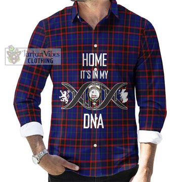 Home Modern Tartan Long Sleeve Button Shirt with Family Crest DNA In Me Style