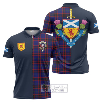 Home Modern Tartan Zipper Polo Shirt Alba with Scottish Lion Royal Arm Half Style