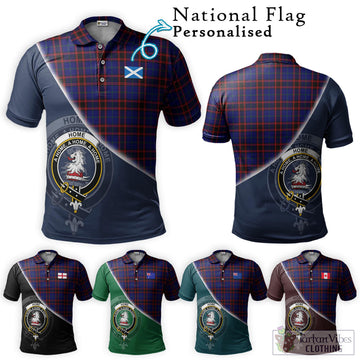 Home Modern Tartan Polo Shirt with Personalised National Flag and Family Crest Half Style