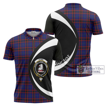 Home Modern Tartan Zipper Polo Shirt with Family Crest Circle Style