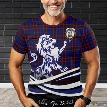 Home Modern Tartan T-Shirt with Alba Gu Brath Regal Lion Emblem