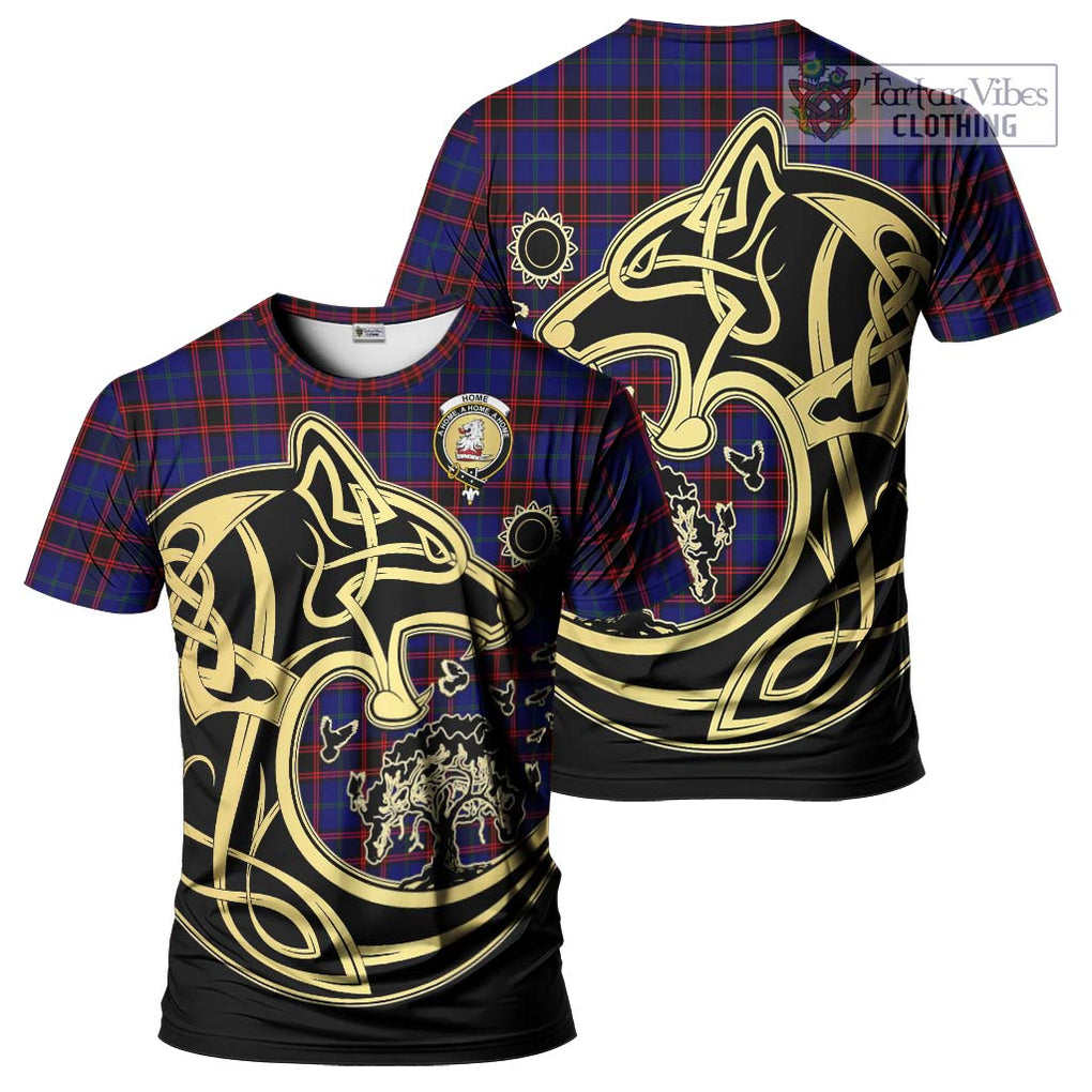 Home Modern Tartan T-Shirt with Family Crest Celtic Wolf Style Kid's Shirt - Tartan Vibes Clothing