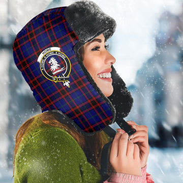 Home Modern Tartan Winter Trapper Hat with Family Crest