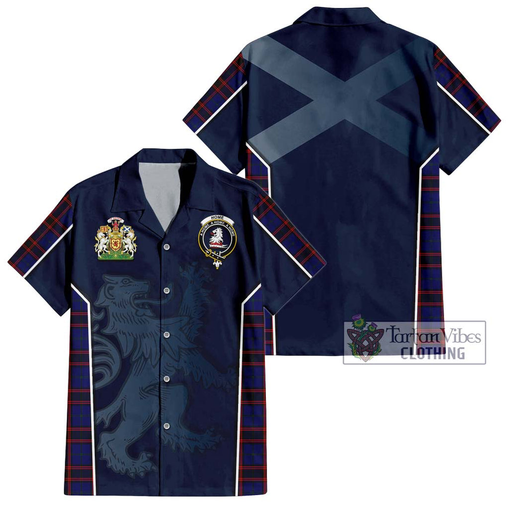 Home Modern Tartan Short Sleeve Button Shirt with Family Crest and Lion Rampant Vibes Sport Style Kid - Tartan Vibes Clothing