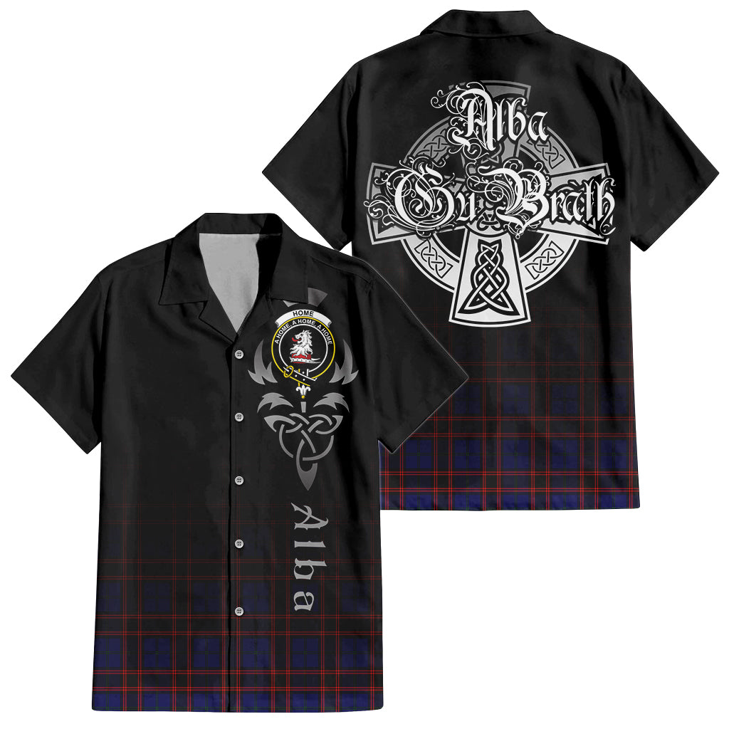 Tartan Vibes Clothing Home Modern Tartan Short Sleeve Button Up Featuring Alba Gu Brath Family Crest Celtic Inspired