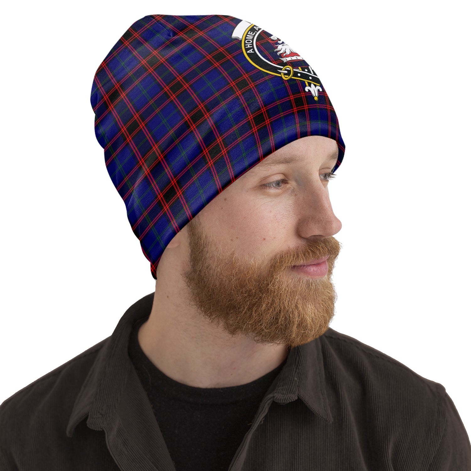 Home Modern Tartan Beanies Hat with Family Crest One Size 10.5*10.2 inches - Tartan Vibes Clothing