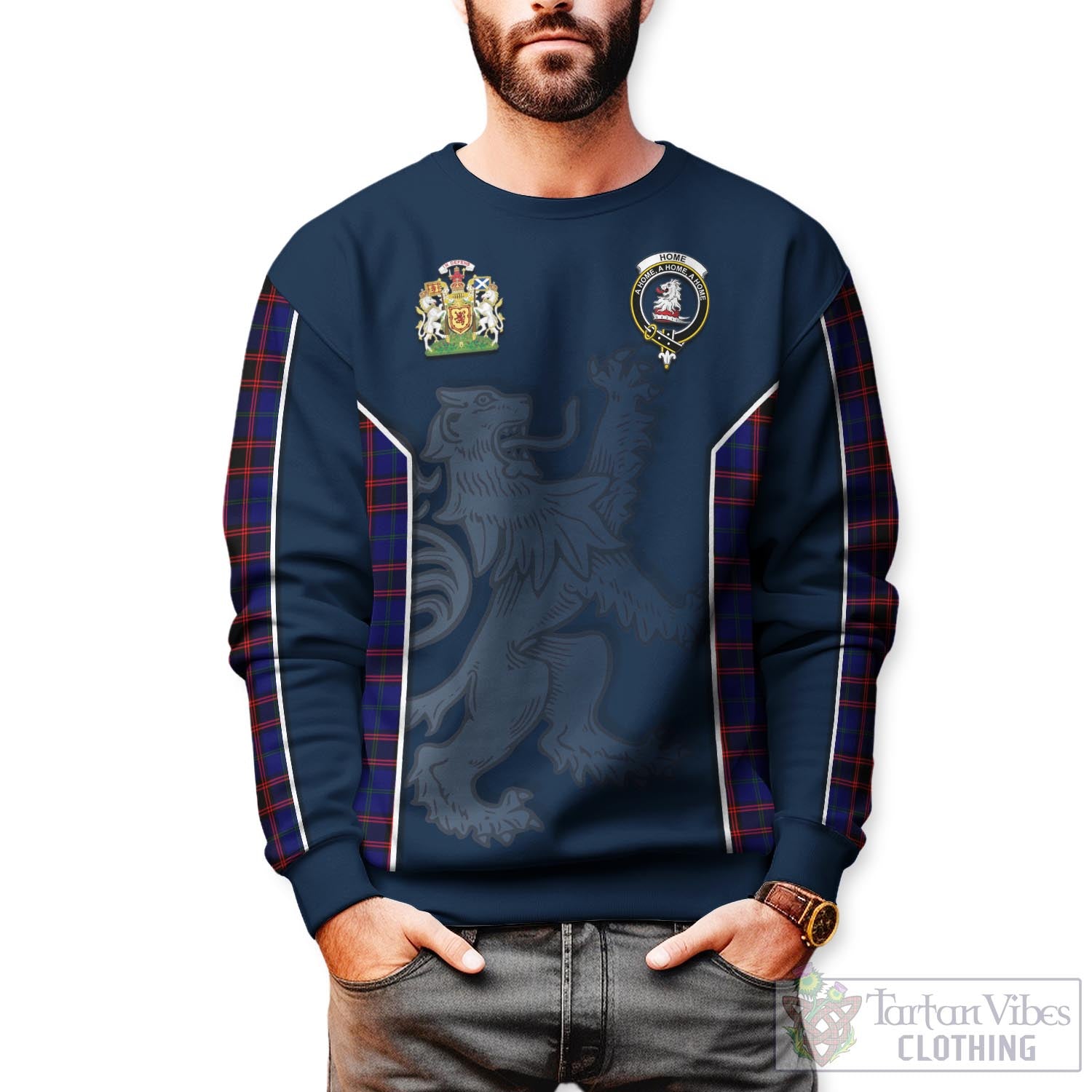 Tartan Vibes Clothing Home Modern Tartan Sweater with Family Crest and Lion Rampant Vibes Sport Style