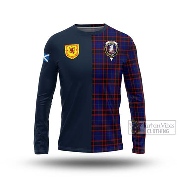 Home Modern Tartan Long Sleeve T-Shirt Alba with Scottish Lion Royal Arm Half Style