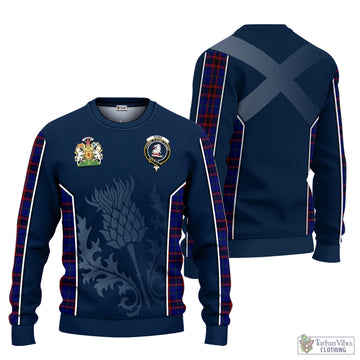 Home Modern Tartan Knitted Sweatshirt with Family Crest and Scottish Thistle Vibes Sport Style