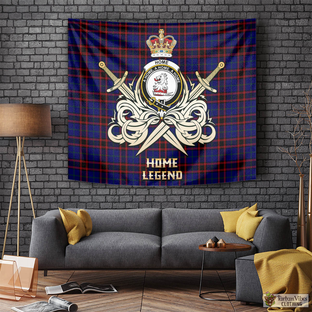 Tartan Vibes Clothing Home Modern Tartan Tapestry with Clan Crest and the Golden Sword of Courageous Legacy