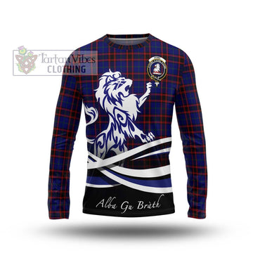 Home Modern Tartan Long Sleeve T-Shirt with Alba Gu Brath Regal Lion Emblem