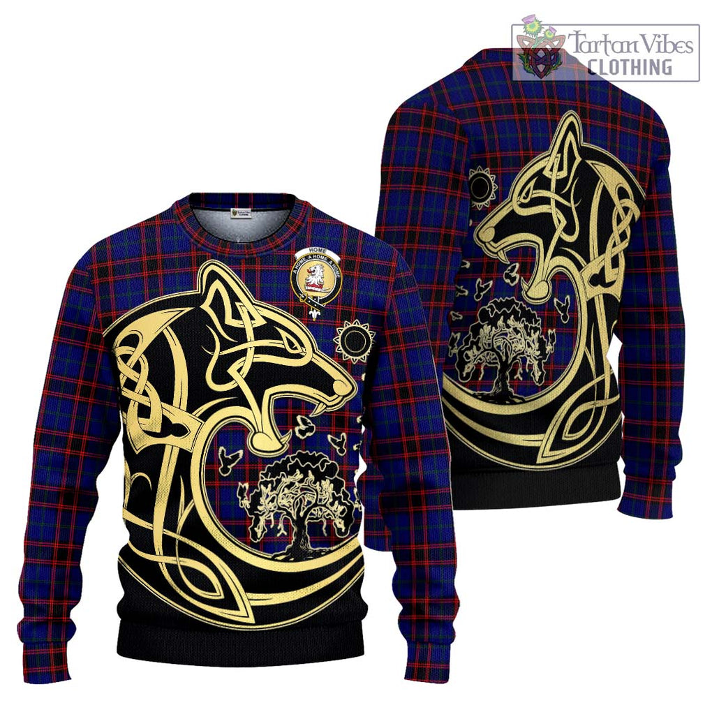 Home Modern Tartan Knitted Sweater with Family Crest Celtic Wolf Style Unisex - Tartan Vibes Clothing