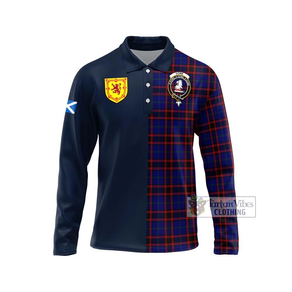 Tartan Vibes Clothing Home Modern Tartan Long Sleeve Polo Shirt with Scottish Lion Royal Arm Half Style