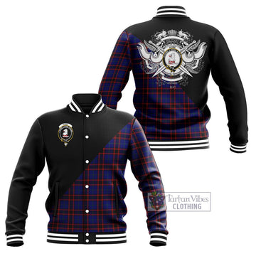 Home Modern Tartan Baseball Jacket with Family Crest and Military Logo Style