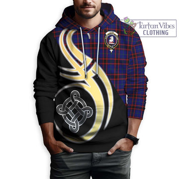 Home Modern Tartan Hoodie with Family Crest and Celtic Symbol Style