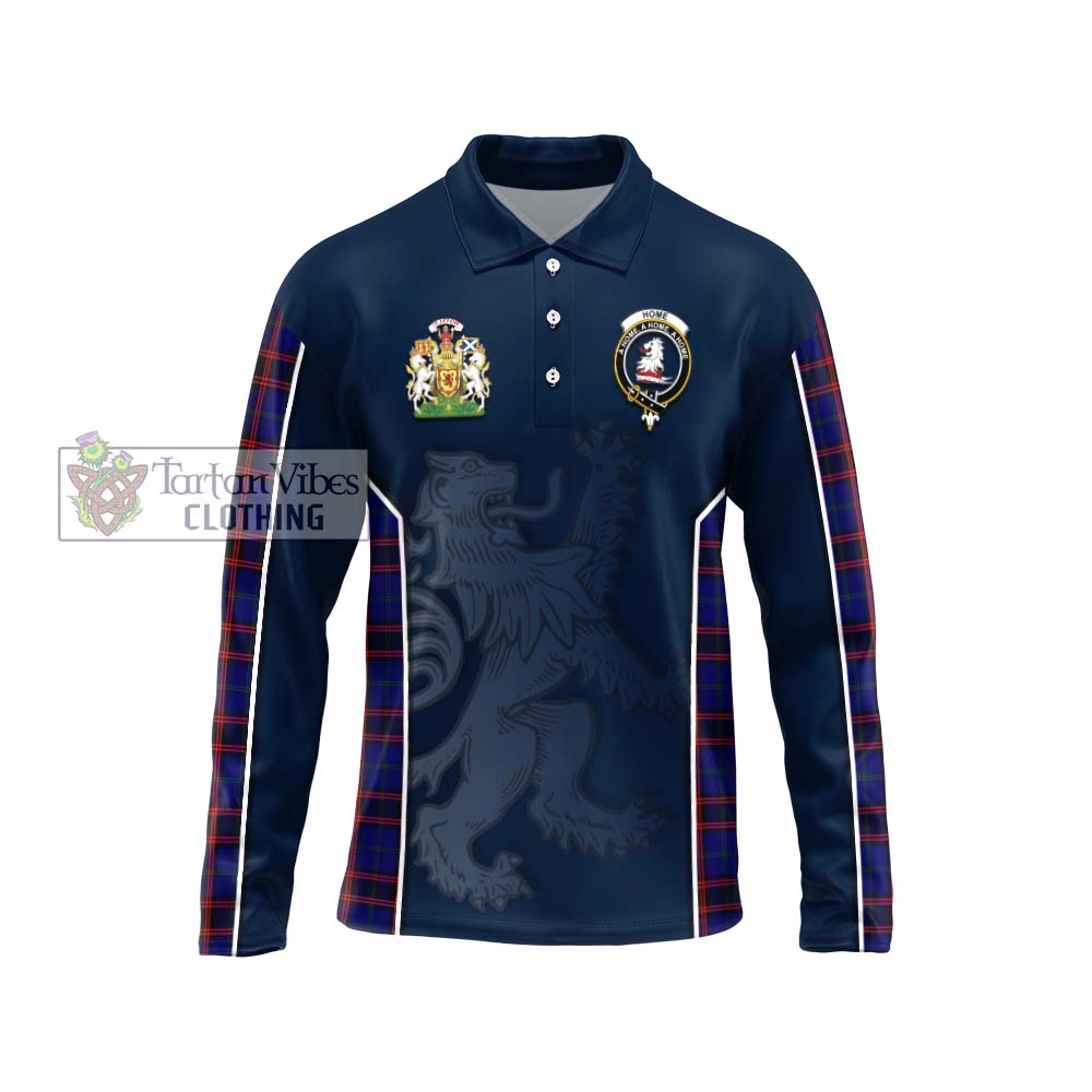 Home Modern Tartan Long Sleeve Polo Shirt with Family Crest and Lion Rampant Vibes Sport Style Unisex - Tartan Vibes Clothing