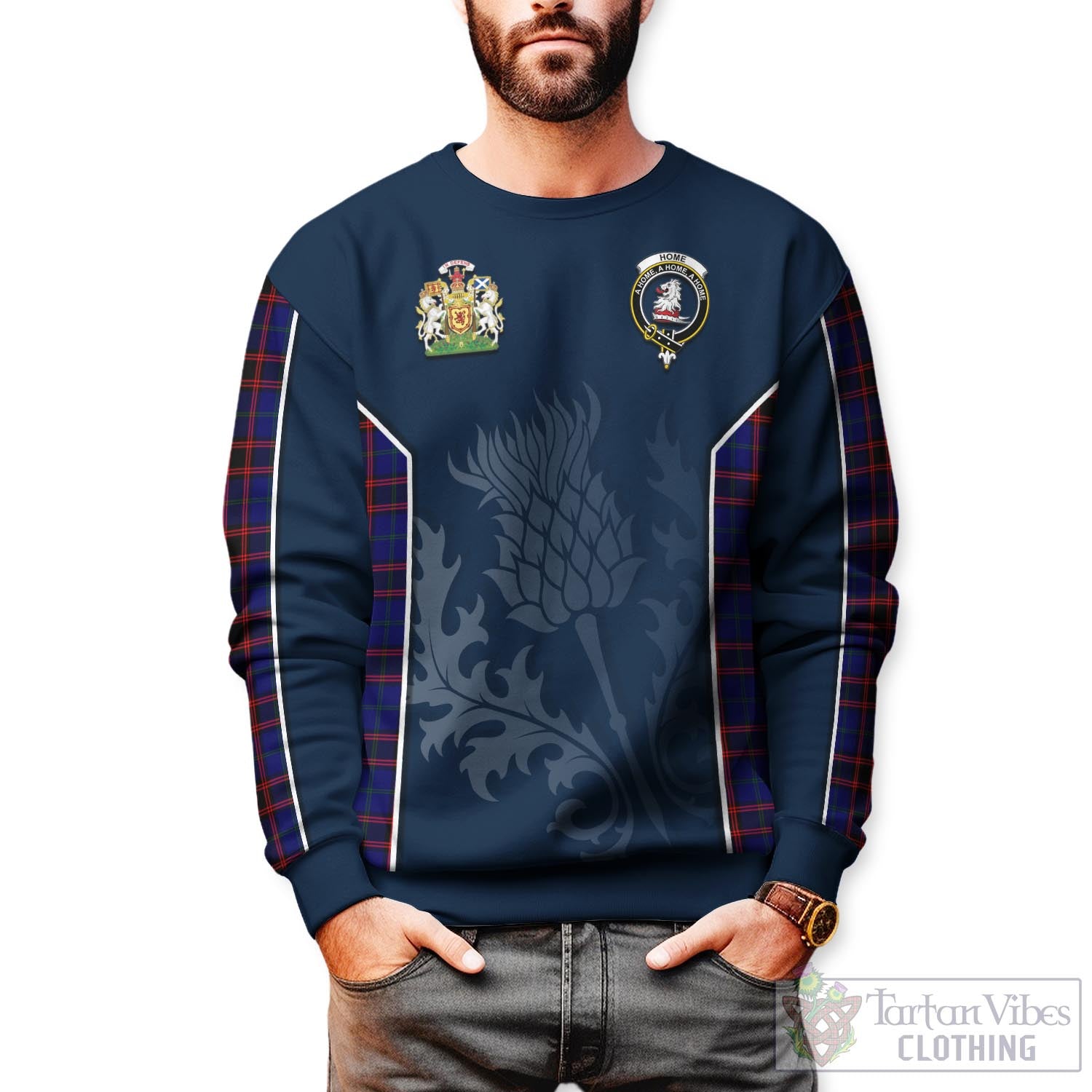 Tartan Vibes Clothing Home Modern Tartan Sweatshirt with Family Crest and Scottish Thistle Vibes Sport Style