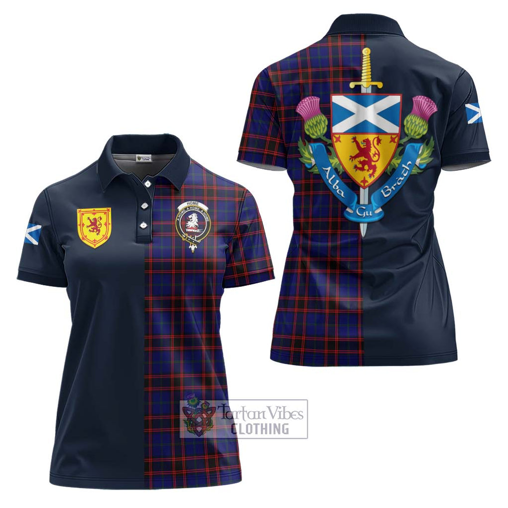 Tartan Vibes Clothing Home Modern Tartan Women's Polo Shirt with Scottish Lion Royal Arm Half Style