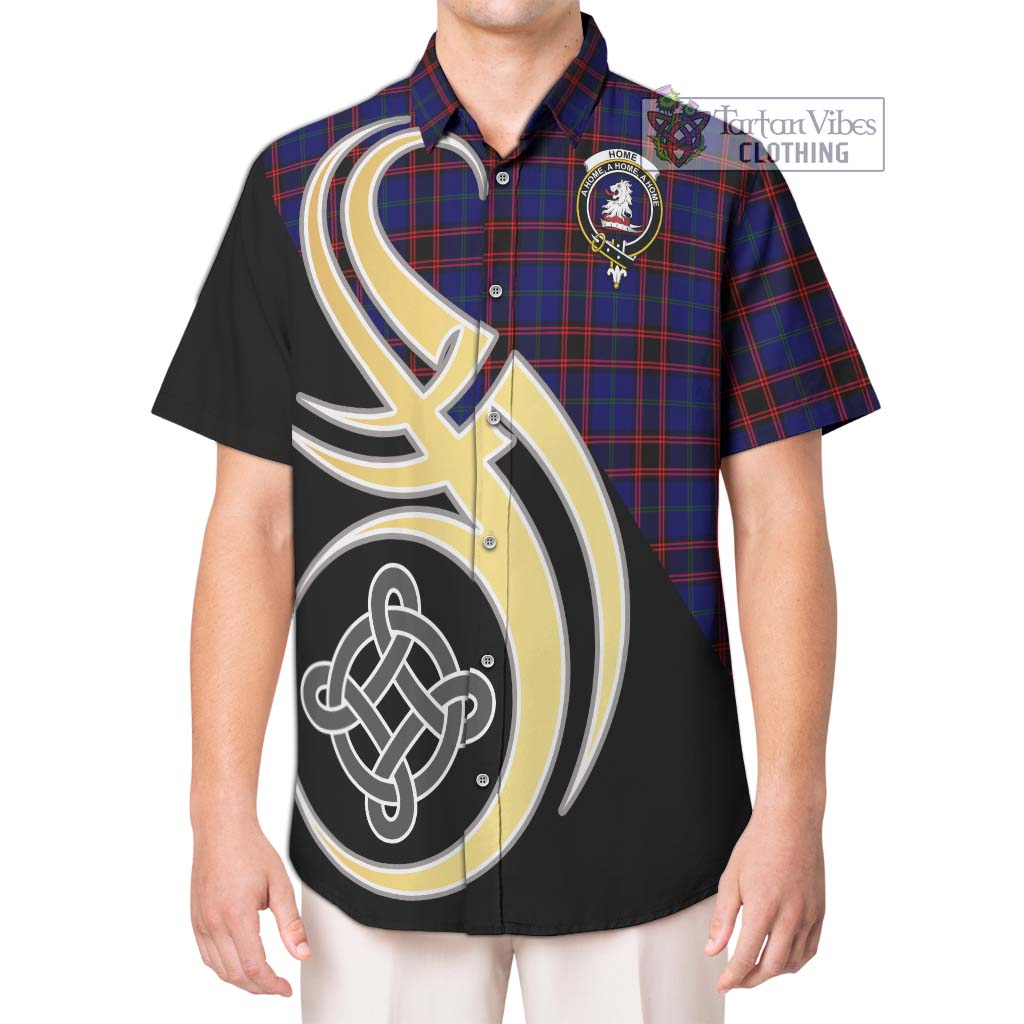 Home Modern Tartan Short Sleeve Button Shirt with Family Crest and Celtic Symbol Style Kid - Tartan Vibes Clothing