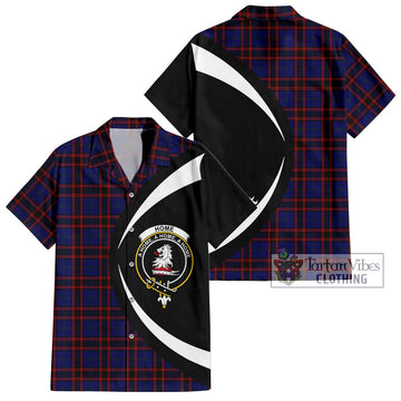 Home Modern Tartan Short Sleeve Button Up with Family Crest Circle Style