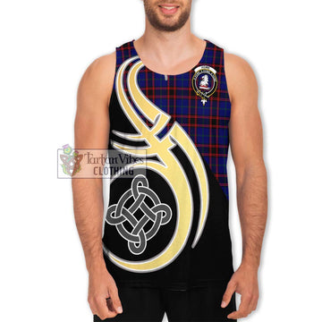 Home Modern Tartan Men's Tank Top with Family Crest and Celtic Symbol Style