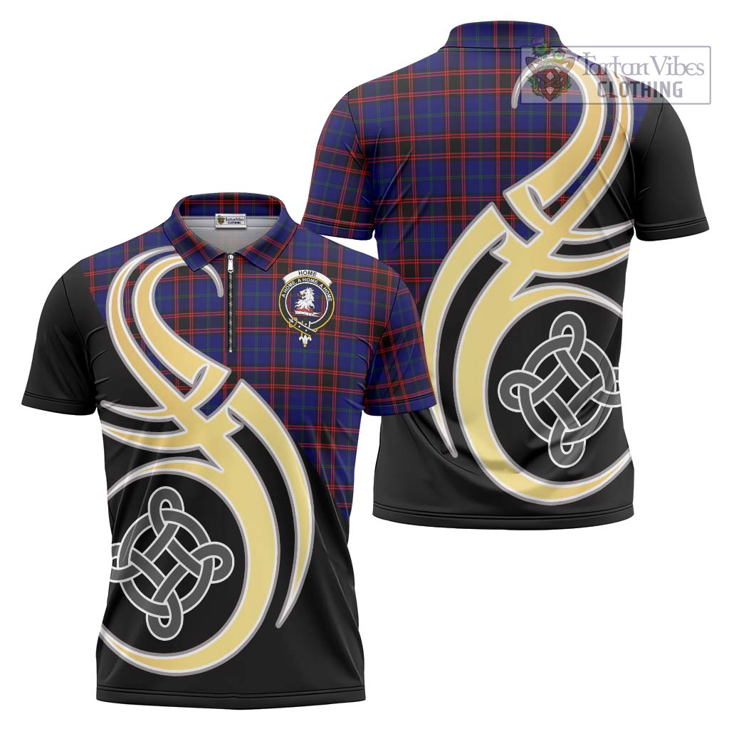 Tartan Vibes Clothing Home Modern Tartan Zipper Polo Shirt with Family Crest and Celtic Symbol Style