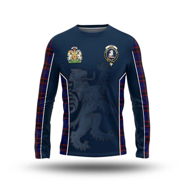 Home Modern Tartan Long Sleeve T-Shirt with Family Crest and Lion Rampant Vibes Sport Style