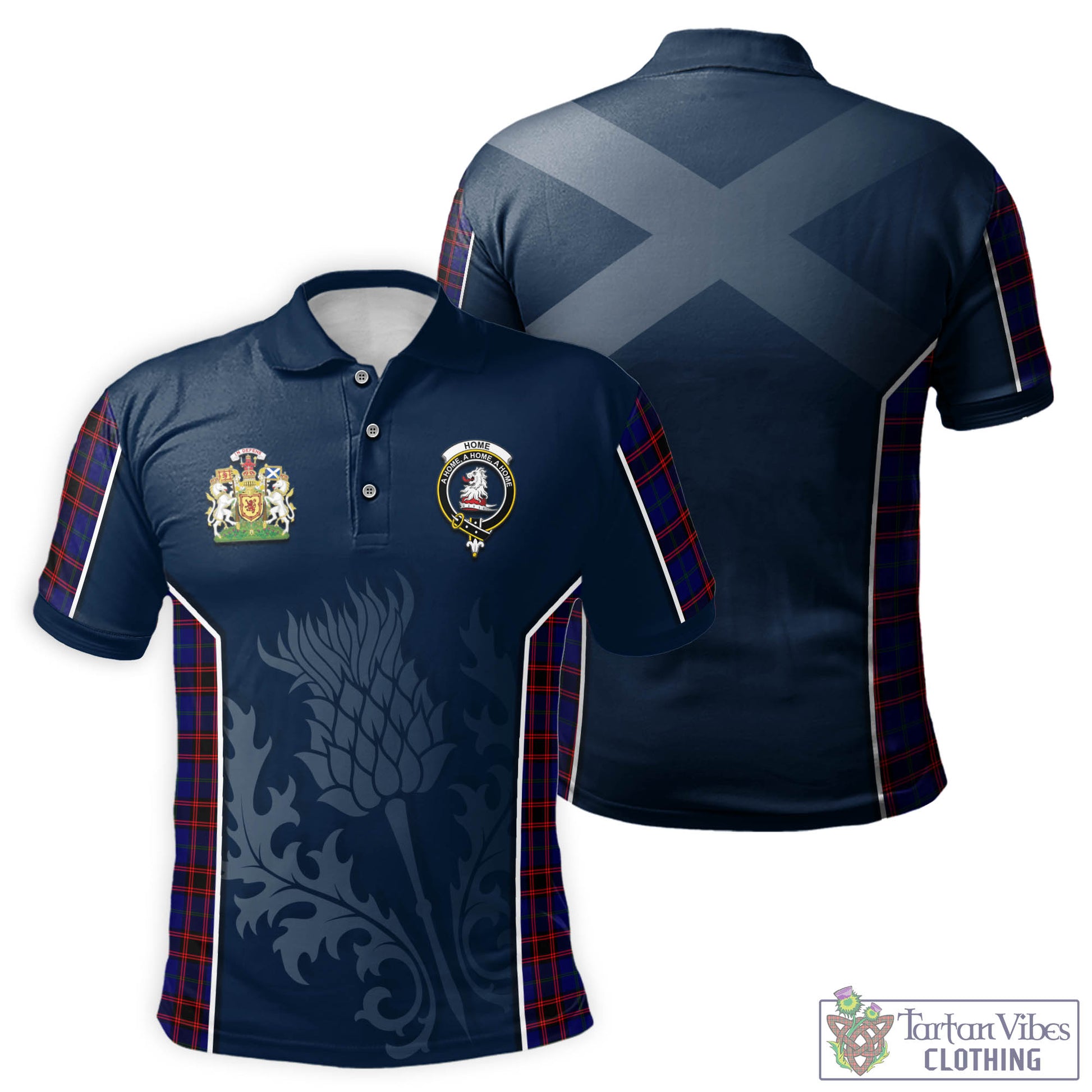 Tartan Vibes Clothing Home Modern Tartan Men's Polo Shirt with Family Crest and Scottish Thistle Vibes Sport Style