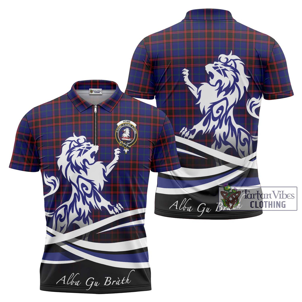 Home Modern Tartan Zipper Polo Shirt with Alba Gu Brath Regal Lion Emblem Unisex - Tartanvibesclothing Shop