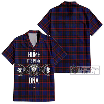 Home Modern Tartan Short Sleeve Button Shirt with Family Crest DNA In Me Style