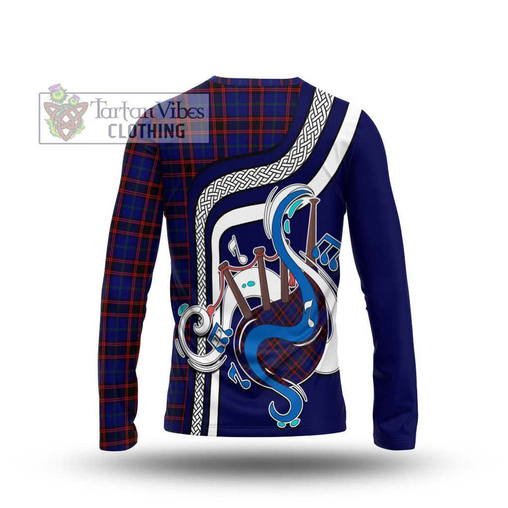 Tartan Vibes Clothing Home Modern Tartan Long Sleeve T-Shirt with Epic Bagpipe Style