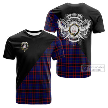 Home Modern Tartan Cotton T-shirt with Family Crest and Military Logo Style