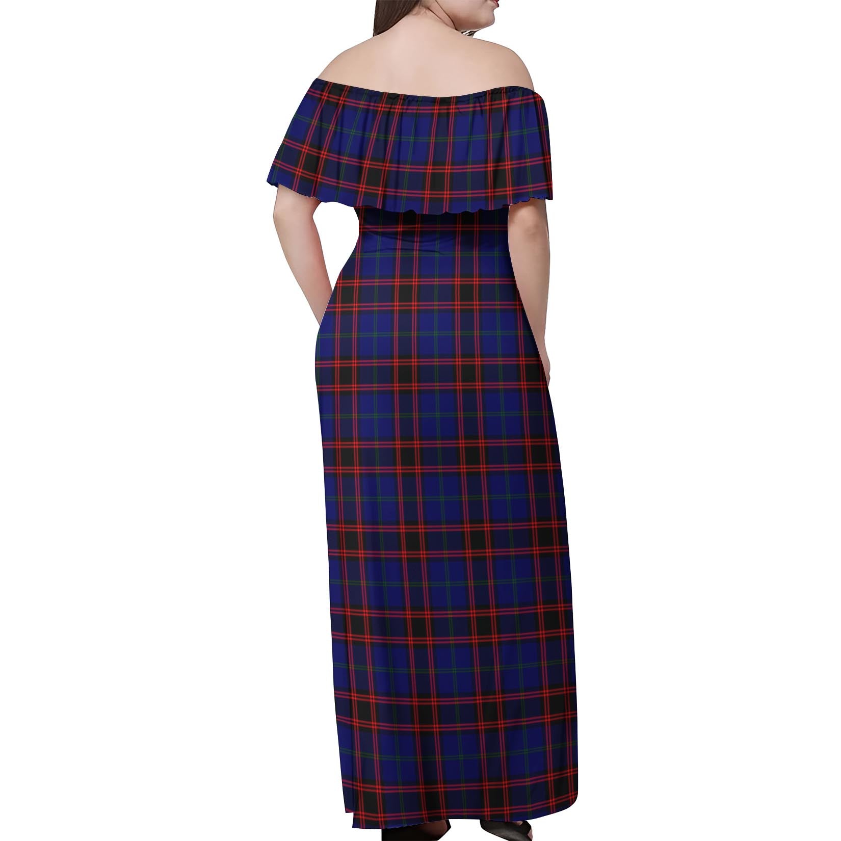 Home Modern Tartan Off Shoulder Long Dress - Tartanvibesclothing