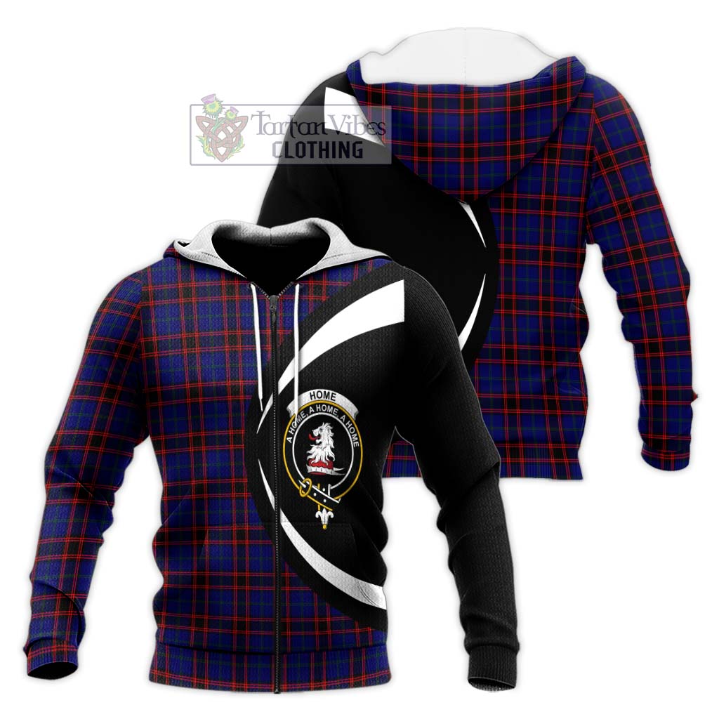 Home Modern Tartan Knitted Hoodie with Family Crest Circle Style Unisex Knitted Zip Hoodie - Tartan Vibes Clothing