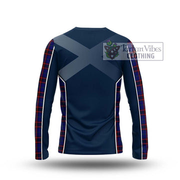 Home Modern Tartan Long Sleeve T-Shirt with Family Crest and Lion Rampant Vibes Sport Style