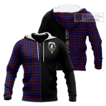 Home Modern Tartan Knitted Hoodie with Family Crest and Half Of Me Style