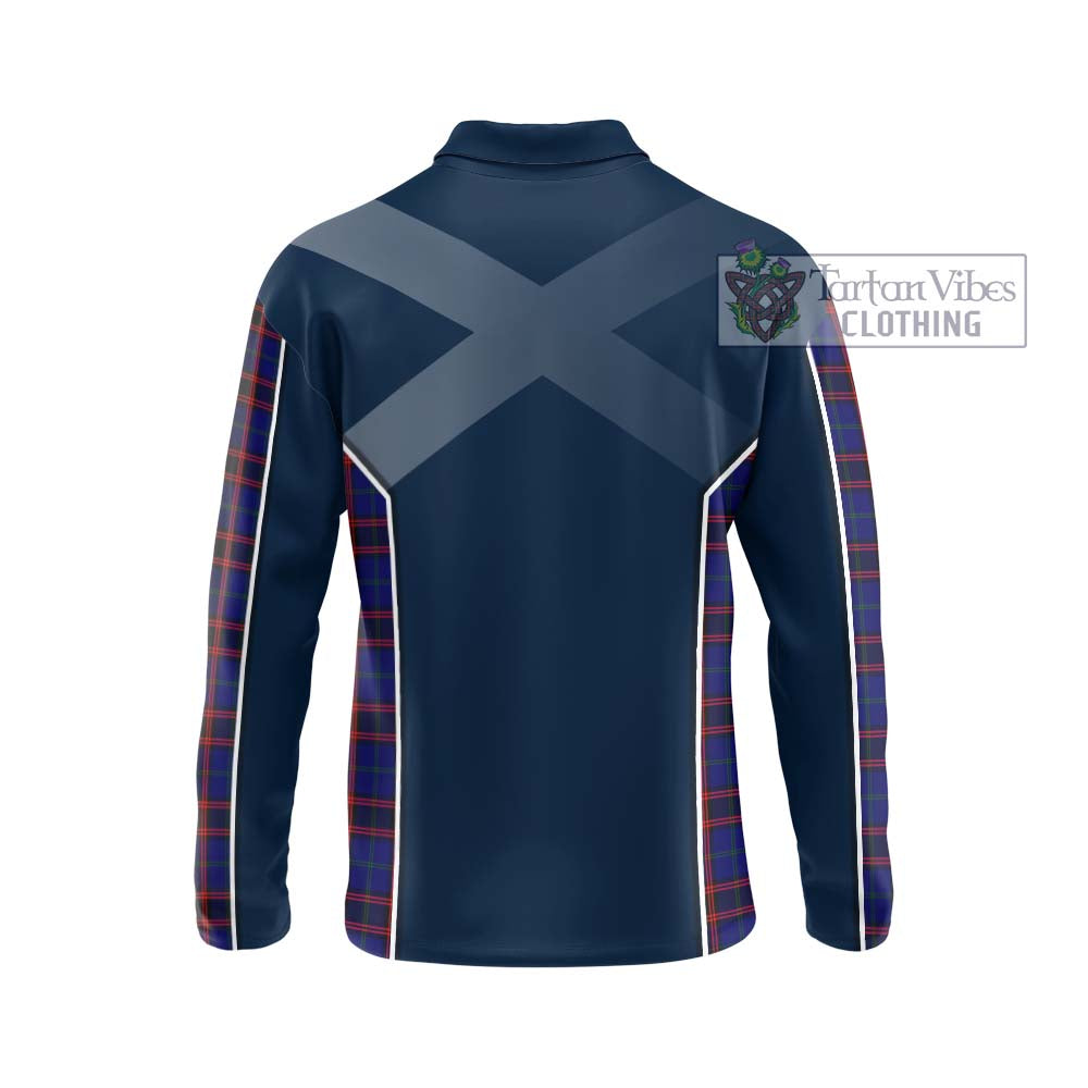 Home Modern Tartan Long Sleeve Polo Shirt with Family Crest and Lion Rampant Vibes Sport Style - Tartan Vibes Clothing