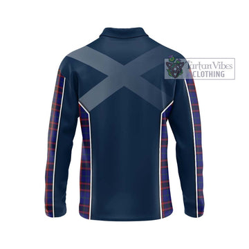 Home Modern Tartan Long Sleeve Polo Shirt with Family Crest and Lion Rampant Vibes Sport Style