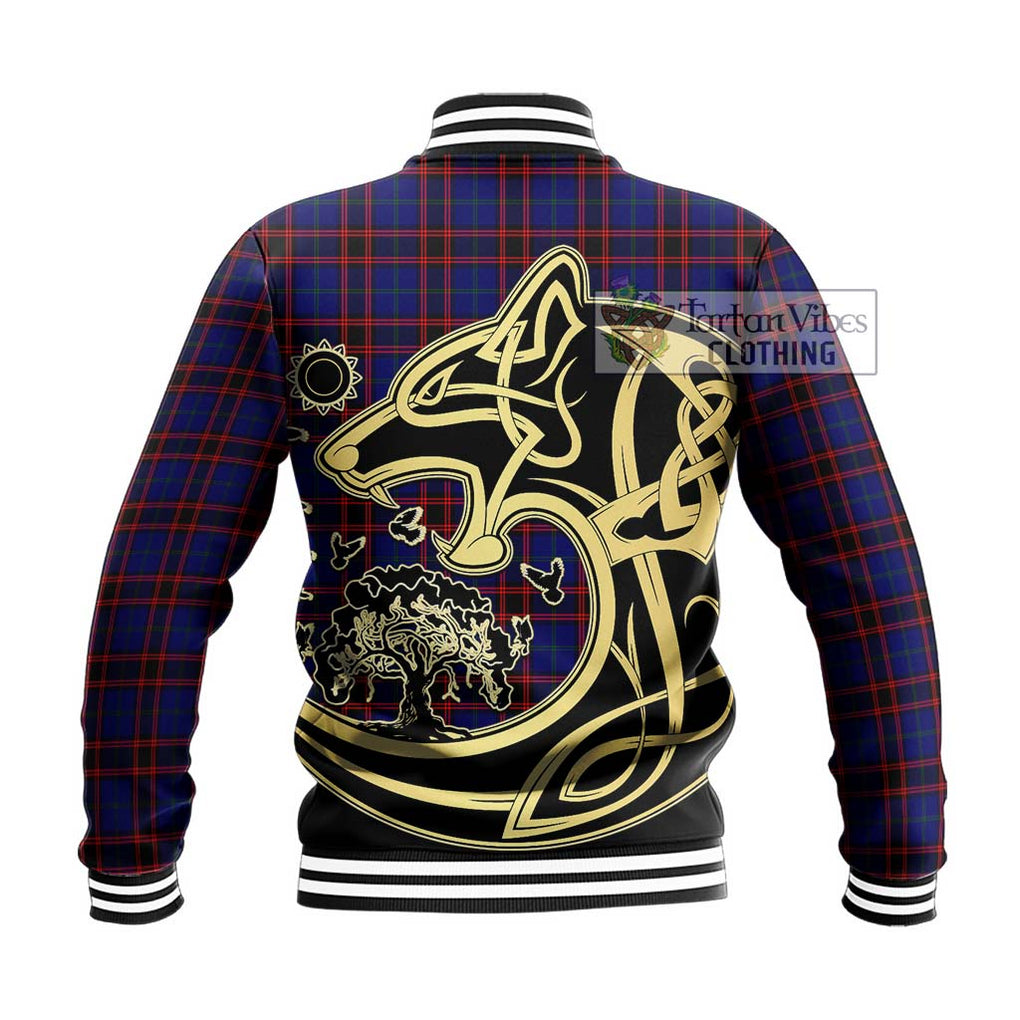 Home Modern Tartan Baseball Jacket with Family Crest Celtic Wolf Style - Tartan Vibes Clothing