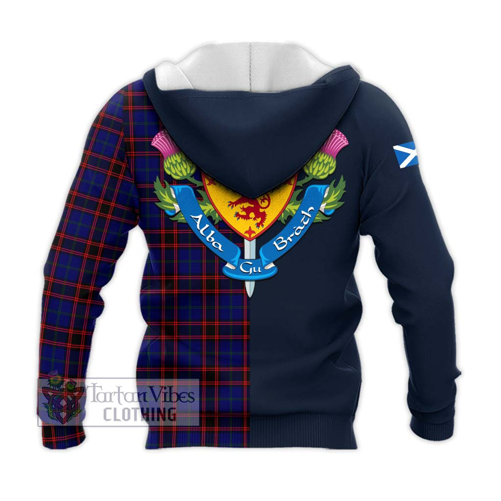 Tartan Vibes Clothing Home Modern Tartan Knitted Hoodie with Scottish Lion Royal Arm Half Style