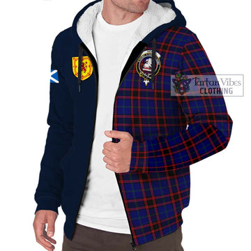 Home Modern Tartan Sherpa Hoodie Alba with Scottish Lion Royal Arm Half Style