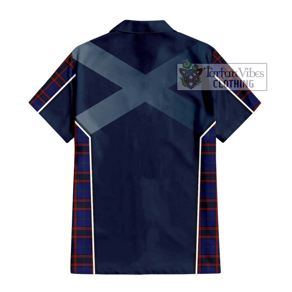 Home Modern Tartan Short Sleeve Button Shirt with Family Crest and Lion Rampant Vibes Sport Style - Tartan Vibes Clothing