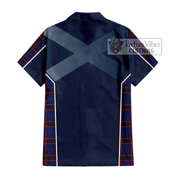 Home Modern Tartan Short Sleeve Button Shirt with Family Crest and Lion Rampant Vibes Sport Style