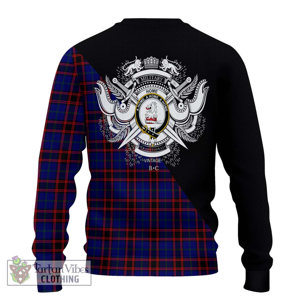 Home Modern Tartan Knitted Sweater with Family Crest and Military Logo Style - Tartanvibesclothing Shop