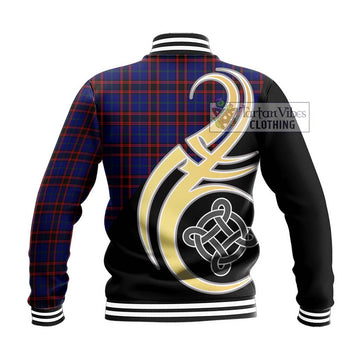 Home Modern Tartan Baseball Jacket with Family Crest and Celtic Symbol Style