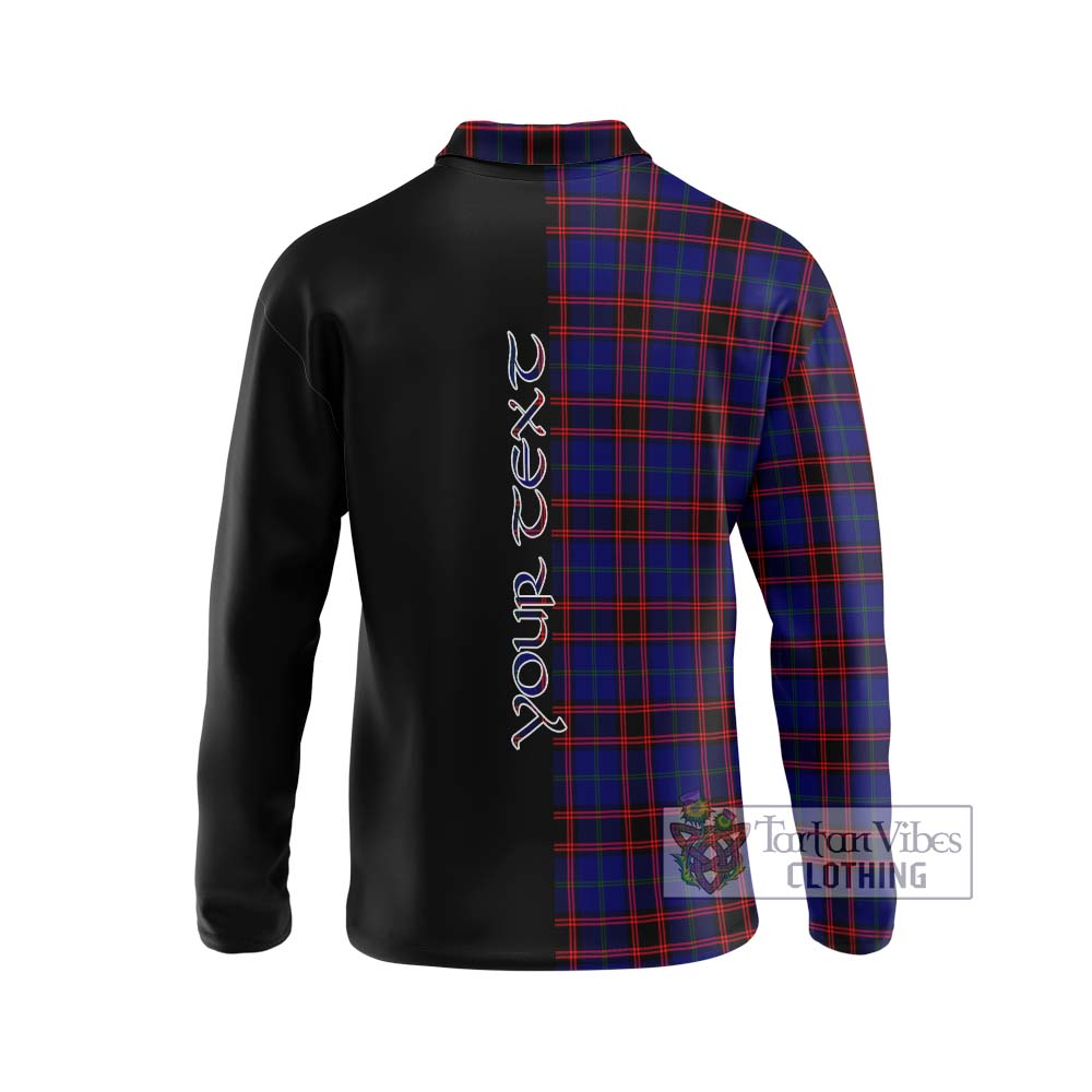 Home Modern Tartan Long Sleeve Polo Shirt with Family Crest and Half Of Me Style - Tartanvibesclothing Shop